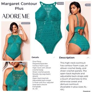 Adore Me 2X plus size crochet high neck one piece swimsuit NWT